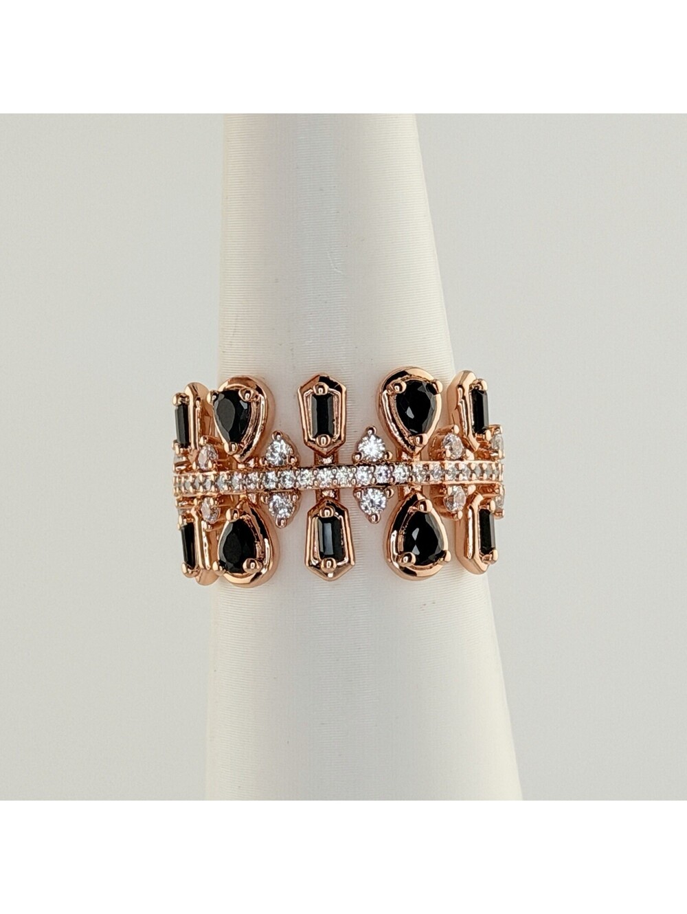 Bomb Party Ring Size 9 “Spicy Little Showoff” Black Onyx on Rose Gold RG20124